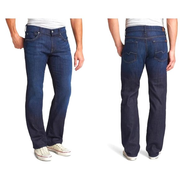 7 for All Mankind Men's Austyn Relaxed Straight Leg Dark Wash Jeans - Picture 1 of 14